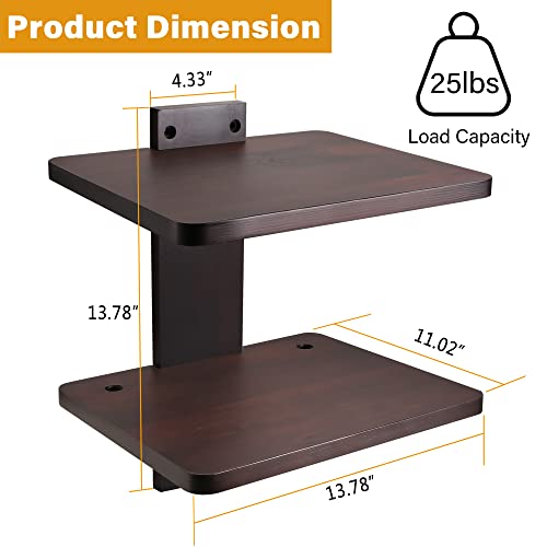 Siondoux Floating Projector Wall Mount Dvd Shelf Wooden Floating Entertainment Center Supports 24Lbs,Perfect For Projector, Xbox, Dvd Player,Game Console, Cable Box, Floating Shelf For Under Tv,2Tiers #TOP2