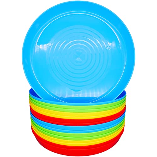 Bloomsworld 16 Toddler Plastic Plates Set, Reusable, BPA Free, Kids Picnic and Party Tableware for Boys and Girls
