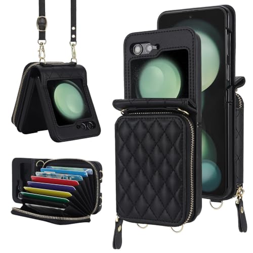 Coque de protection en cuir pour Samsung Z Flip 4 et 5 avec pochette