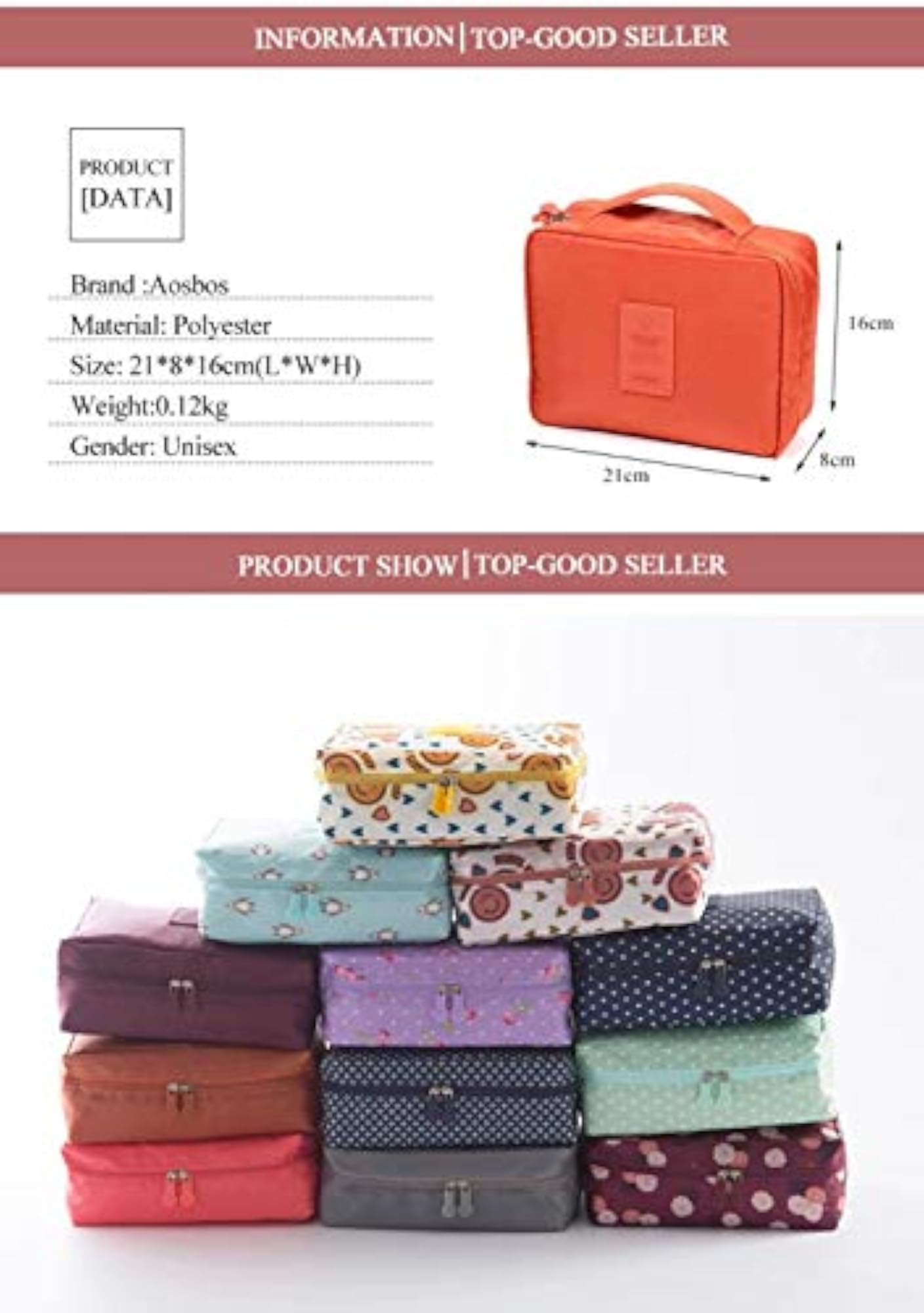 Travel Cosmetic Makeup Carrying Pouch Bag, Organizer for Women