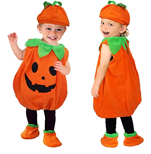 ハロウィン コスプレ 子供 パンプキン 衣装 かぼちゃ 仮装 女の子 男の子 コスチューム 帽子 キッズ 着ぐるみ セット カボチャ衣装 子ども 可愛い 子供用コスプレ ジャックオーランタン パンプキンキッズ パーティやイベント 写真に最適