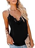 Happy Sailed Womens V Neck Lace Cami Tank Tops Summer Sleeveless Racerback Camisole Shirts Black...