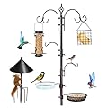 YINGYM Bird Feeding Station Kit, 87 Inches Bird Feeder Pole, Premium Feeder Hanging Kit with Metal Suet, Water Bowl, Mesh Tray and Squirrel Baffle