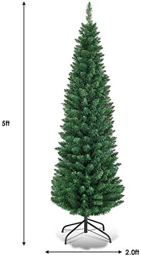 Giantex ARTIFICIAL PENCIL CHRISTMAS TREE Green Artificial Pencil Christmas, Premium Hinged Pine Tree thumb #3
