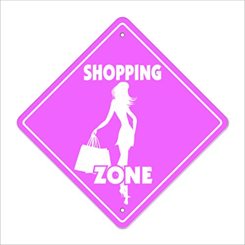 Shopping Crossing Sign Zone Xing | Indoor/Outdoor | 12" Tall mall Shopper Clothes Center Lover Funny Shop