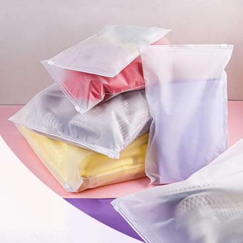 Zip Beutel Wasserdicht 34 Stück Zipper Beutel Bikini Bag Gefrostet Ziplock Zip Tüten Bag Plastikbeutel Kleiderbeutel Aufbewahrungsbeutel für Unterwäsche Handtuch Schuhe Kosmetik (5 Größen)