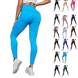 Argumub Coreex Leggings, leggings de cintura alta para mujer, reafirmante y previenen la celulitis, azul claro, S