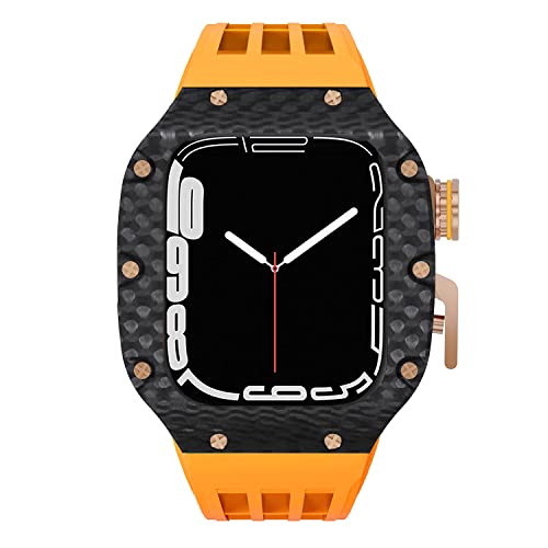 Kit Modification Apple Watch 44mm 45mm Boîtier Carbone Bracelet Fluororubbe EZZON