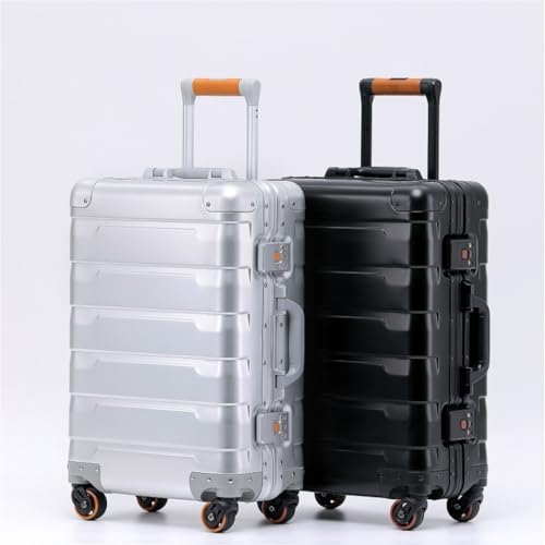 Suitcase Aluminum Magnesium Alloy Trolley Case Universal Wheel Aluminum Frame Men's And Women's Business Suitcase Suitcase Tags(Silver)2