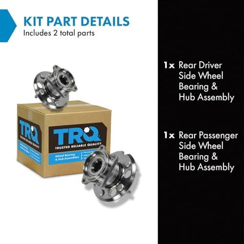 Image of TRQ Rear Left and Right Wheel Bearing and Hub Assembly Set 2 Piece Compatible with 2001-2005 Toyota RAV4 All Wheel Drive