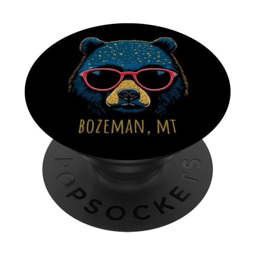 Bozeman Montana USA Bear Wearing Sunglasses Design PopSockets Swappable PopGrip