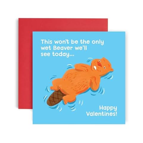 Huxters Funny Beaver Valentines Card for Couples Cover