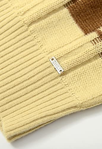 ZHILI Men's Retro Argyle Sweater Loose Crewneck Pullover Long Sleeve4