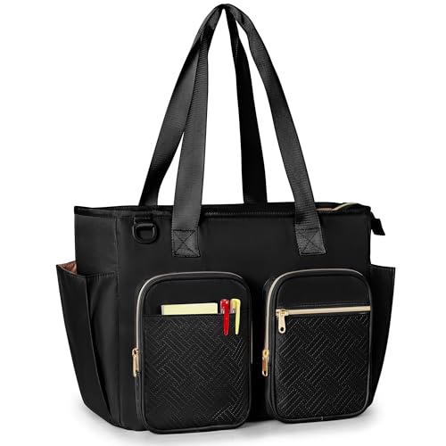 Sac de professeur avec compartiment ordinateur portable grand sac fourre-tout femmes noir de cours