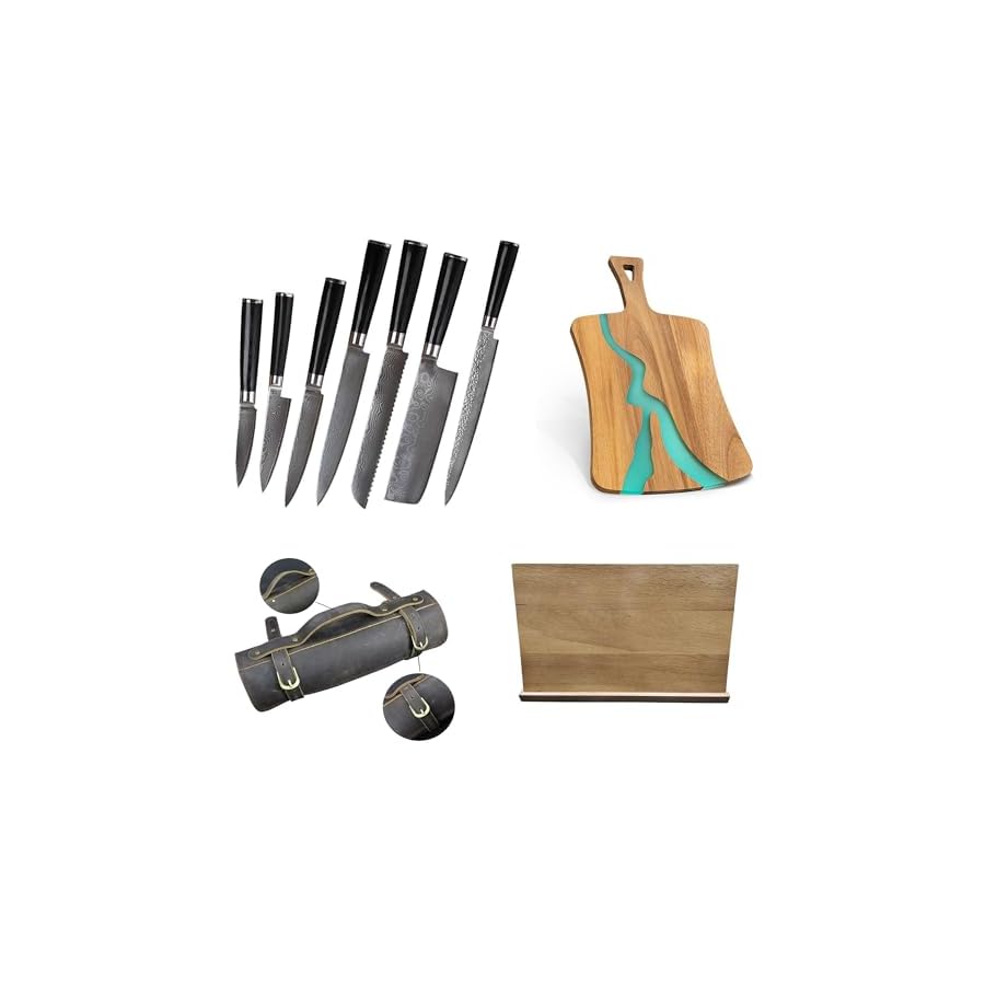 Premium-Quality-7-Pieces-Kitchen-Utensils-Damascus-Steel-Knife-Set-With-Magnetic-Wood-BlockVG10-Core-67-Layers-BladeFull-Tang-Professional-Chef-Knife-Set-With-G10-Ergonomic-HandleBest-Gift Premium Quality 7 Pieces Kitchen Utensils Damascus Steel Knife Set With Magnetic Wood Block,VG10 Core 67 Layers Blade,Full Tang Professional Chef Knife Set With G10 Ergonomic Handle,Best Gift