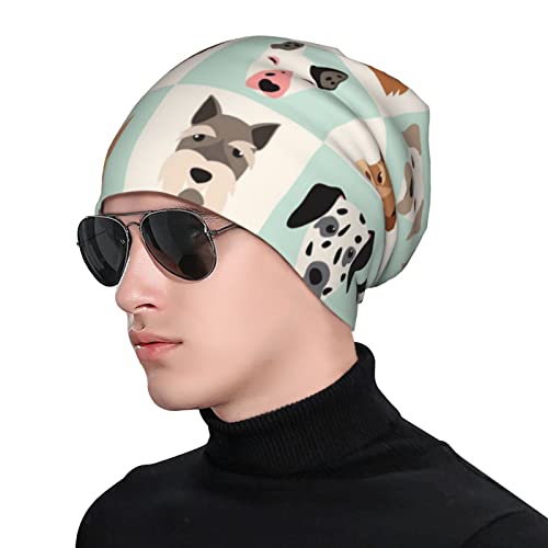Dog Icon Printing Slouchy Beanie For Men Women Soft Stretch Knit Slouchy Beanie Hat Hip-Hop Cap Black #TOP4
