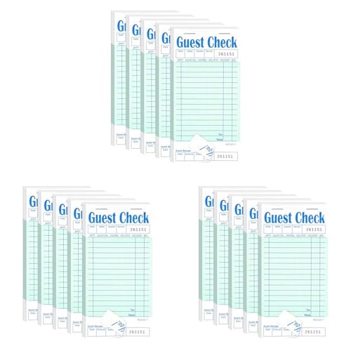 Carnet de Commande de Restaurant et Chéquiers d'Invités Verts | Lot de 15