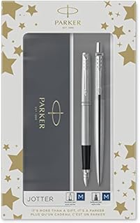 Parker Jotter 2093258 Zestaw Prezentowy, Srebrny/Niebieski, 2 Sztuki