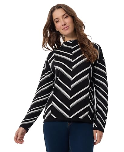 Jones New York Mock Neck Long Sleeve Jacquard Sweater at Amazon