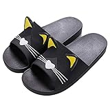  Hombre Zapatillas Baño de Estar por Casa Verano Zapatos de Playa y Piscina Chanclas Antideslizante Sandalias, Negro Amarillo, 40/41 EU