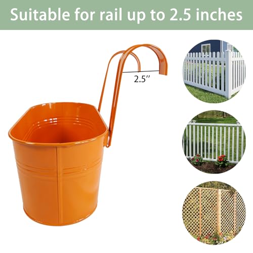 Joyfernal 12" Balcony Railing Planters, Outdoor Hanging Planter for Fence, Stylish Metal Porch Deck Flower Pot for Herbs & Succulents (11.8", Pack of 8) by Joyfernal - Image 5