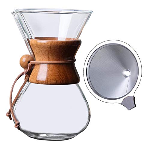 Sleek and Elegant 600ml Coffee Maker with Premium Stainless Steel Filter - Indulge in the Perfect Brew, 600ml with Filter