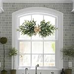 24" Floral Swag, Greenery Swag, Artificial Olive Flower Swag, Spring Floral Swag with Green Leaves Olive Fruit, Decorative Artificial Swags for Wedding Arch Party Home Wall Garden Decorations - Image 2