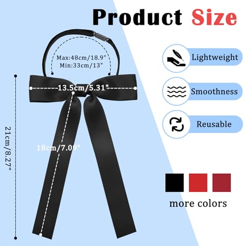Image of Luckyvestir Western Bow Ties for Men Women, Black /Red Colonel Satin Ribbon String Bow Tie for Costume Uniform