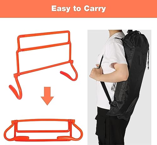 REDCAMP 6er-Pack Agility Training Hürden, 4 höhenverstellbare Speed Training Hürden Set, tragbares Speed Training Equipment mit Tragetasche, orange