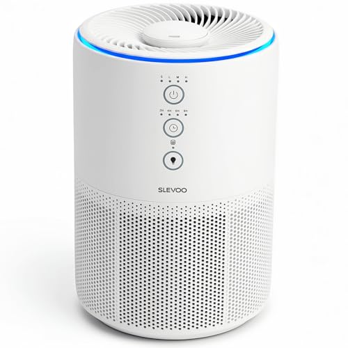 Slevoo Purificateur D'Air Chambre, Éliminant 99,97% La Fumée, La Poussière, Le Pollen Et Les Odeurs, Filtre Hepa H13 Avec Éponge Parfumée, 3 Niveaux De...