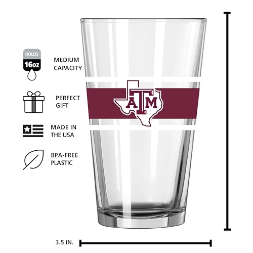 Image of Logo Brands NCAA 16 oz Pint Glass - Durable Glass With Bold Team Color- Chip-Resistant Rim Drinkware For Fans, Tailgates, Home Bars & Everyday Use