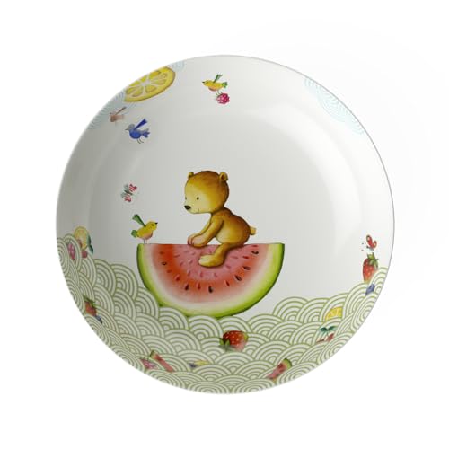 Villeroy & Boch Hungry As A Bear Tiefer Kinderteller 19 cm Spülmaschinenfest Geschirr für Kinder Teller aus Premium Porzellan Weiß/Bunt