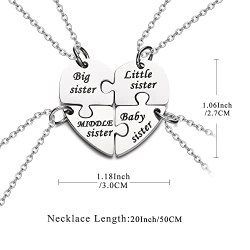 Yonhon BFF Necklace for 3/4/5/6 Stainless Steel Family Friendship Puzzle Sister Keychain Set2