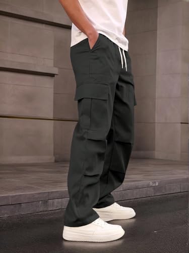 Image of JVX Men Cargo ||Cotton Cargo Pants || Casual Trousers | Comfortable Lower for Men | Breathable Pants with Multi Pockets & Drawstring Elastic Waistband (CARGO-05)
