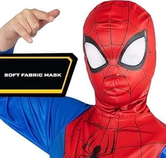 Marvel Spider-Man Official Youth Halloween Costume - Printed Jumpsuit with Fabric Mask