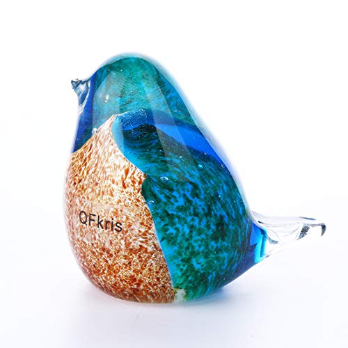 Qf Glass Bird Handmade Blown Glass Figurine Christmas, Birthday Gift Decorative Ornaments For Home Dark Blue Paper Weight #TOP5