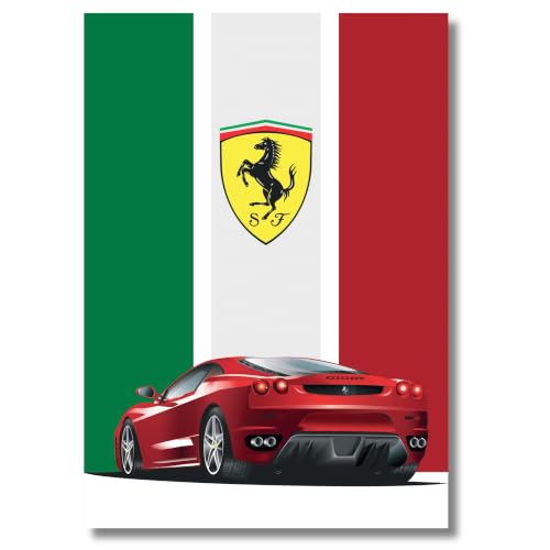 Image of Live Mad Live Crazy Ferrari Portrait Single Wall Paper Poster, A3 Size, 16.5L X 11.7W Inches Unframed Art Prints - Home, Bedroom, Living Room & Decor - Aesthetic, Matt Finish, Frame Not Included