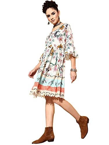 Image of ishin Women's Floral Empire Knee Length Dress