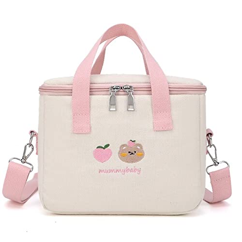 Dreamfocus Cute Insulated Lunch Bag for Girls, Large Capacity, Handle and Strap, Kawaii Lunch Box for Kids Teen Women Work School Gifts