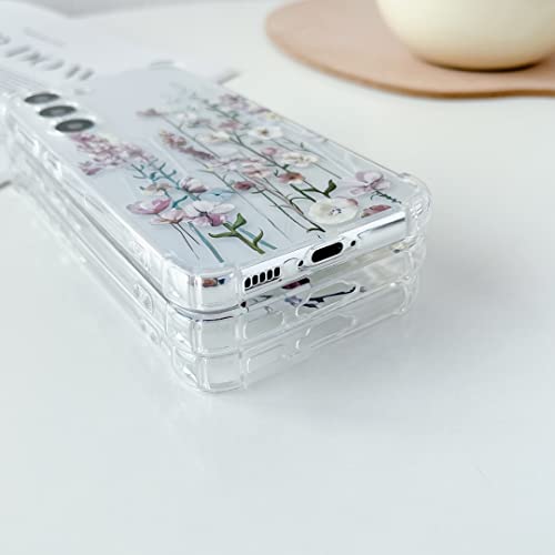 Defbsc Soft Case Compatible With Samsung Galaxy S23, Clear Floral Flower Pattern Print Design Flexible Tpu Shockproof Cover For Women Girls,Flower Protective Phone Case, Purple Peony #TOP3