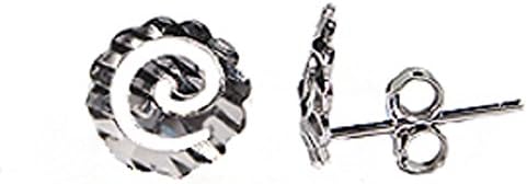 Platinum Plated Greek Sterling Silver Swirl Post Earrings 6mm