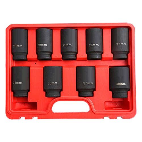 9Pcs Deep Impact Socket Set 1/2" Drive Metric Axle Hub Nut Socket 29-38Mm #TOP2