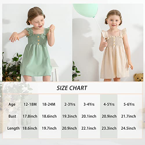 Jeelligular Toddler Dress Ruffle Sleeveless Button Down Denim Dress For Toddler Girl Dress Summer Beach Casual A-Line Sundress（Beige,3T-4T） #TOP2
