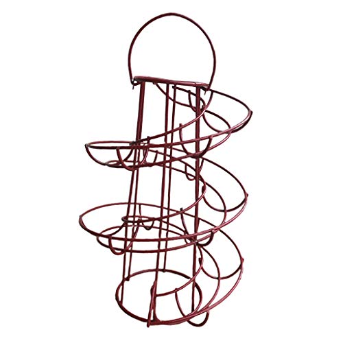 Baoblaze – Suporte multifuncional para ovos em espiral de metal para armazenamento de ovos – Vermelh