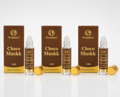 Image of RATHHVI Choco Muskk Attar Roll-On Perfume Oil 8 ml x 3 | Alcohol Free | Long Lasting Rich Fragrance | Men & Women | Pocket Size Travel Friendly Roll On | Daily Wear Fragrance - Pack of 3
