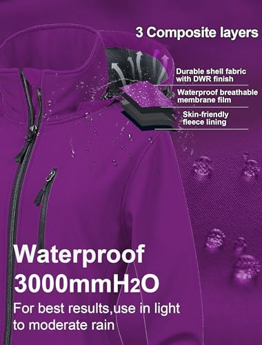 Image of CREATMO US Women's Lightweight Waterproof Long Softshell Tactical Jacket Fleece Lined Windbreaker