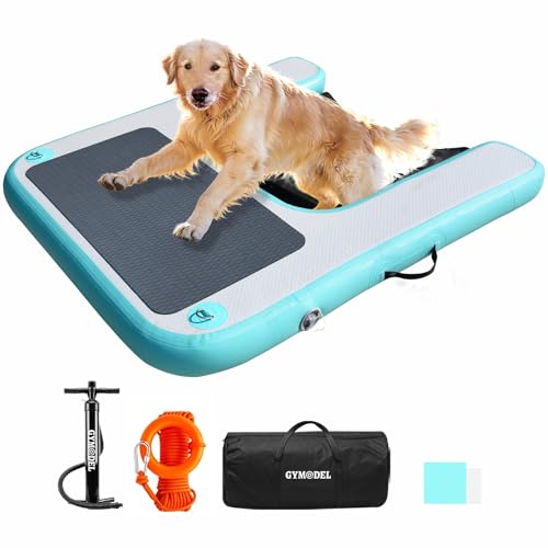 Dog Pool Ramp, Inflatable Dog Boat Ramp, Non-Slip EVA Inflatable Floating Dock Ladder for Pools Boats Docks, Safe & Easy Water Access for Large Dogs, Green