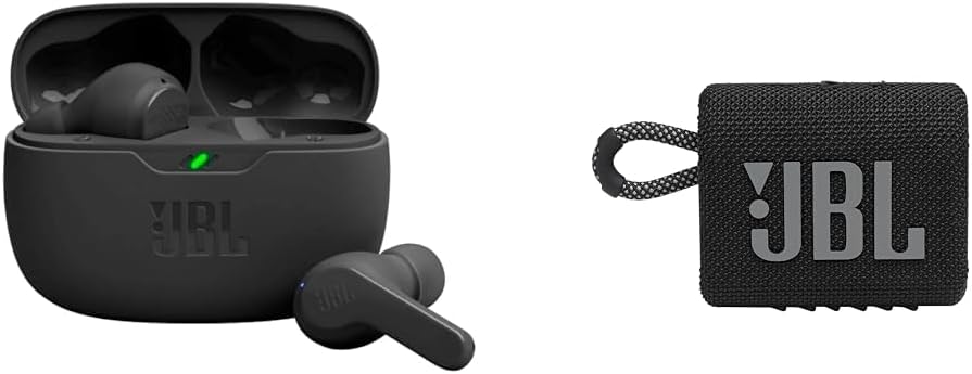 سماعات JBL Vibe Beam True اللاسلكية - سماعة محمولة باللون الأسود والصغير والذهاب 3 مع بلوتوث وبطارية مدمجة وميزة مقاومة للماء والغبار