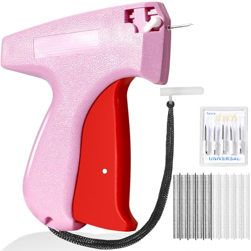 Stitch Gun Mini Stitchy Quick Clothing Fixer,6 Fine Needles & 1000 Pcs Plastic Fasteners,Tagging Gun for Clothing,Micro Sticky Gun for Clothes,Speedy Clothing Fixer Price Hang Tag Sewing Gun (PinkA)
