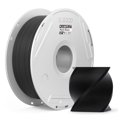 Image of ELEGOO Matte PLA 3D Printer Filament with Reusable Spool,1.75 mm Printing Filament Black 1 kg, Dimensional Accuracy + /- 0.02 mm, Compatible with Most 3D Printers